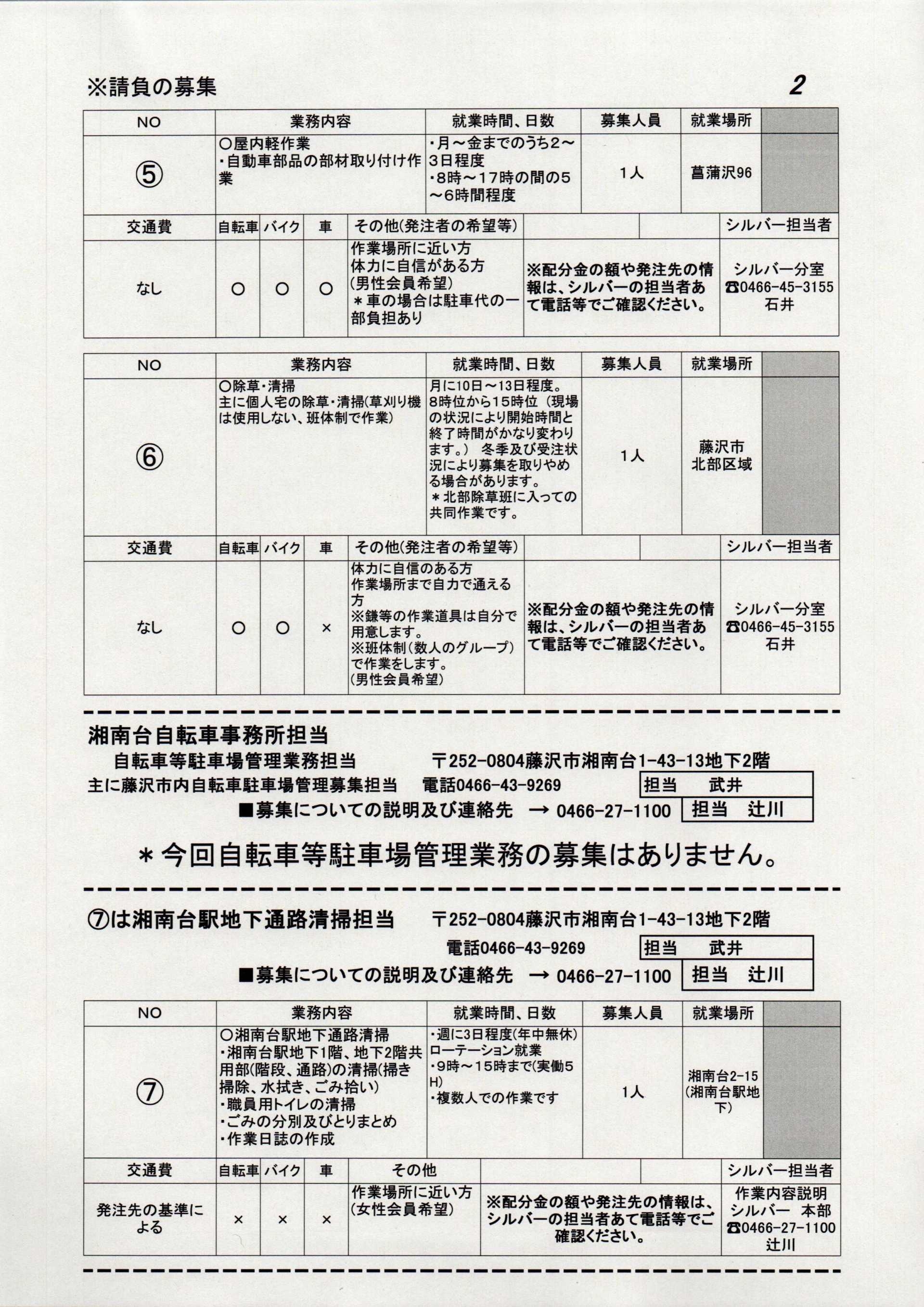お仕事をお探しの方-お仕事情報 | 藤沢市まちづくり協会シルバー人材
